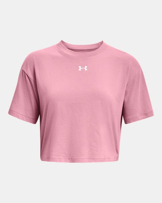 Women's UA Crop Sportstyle Logo Short Sleeve in Pink image number 4